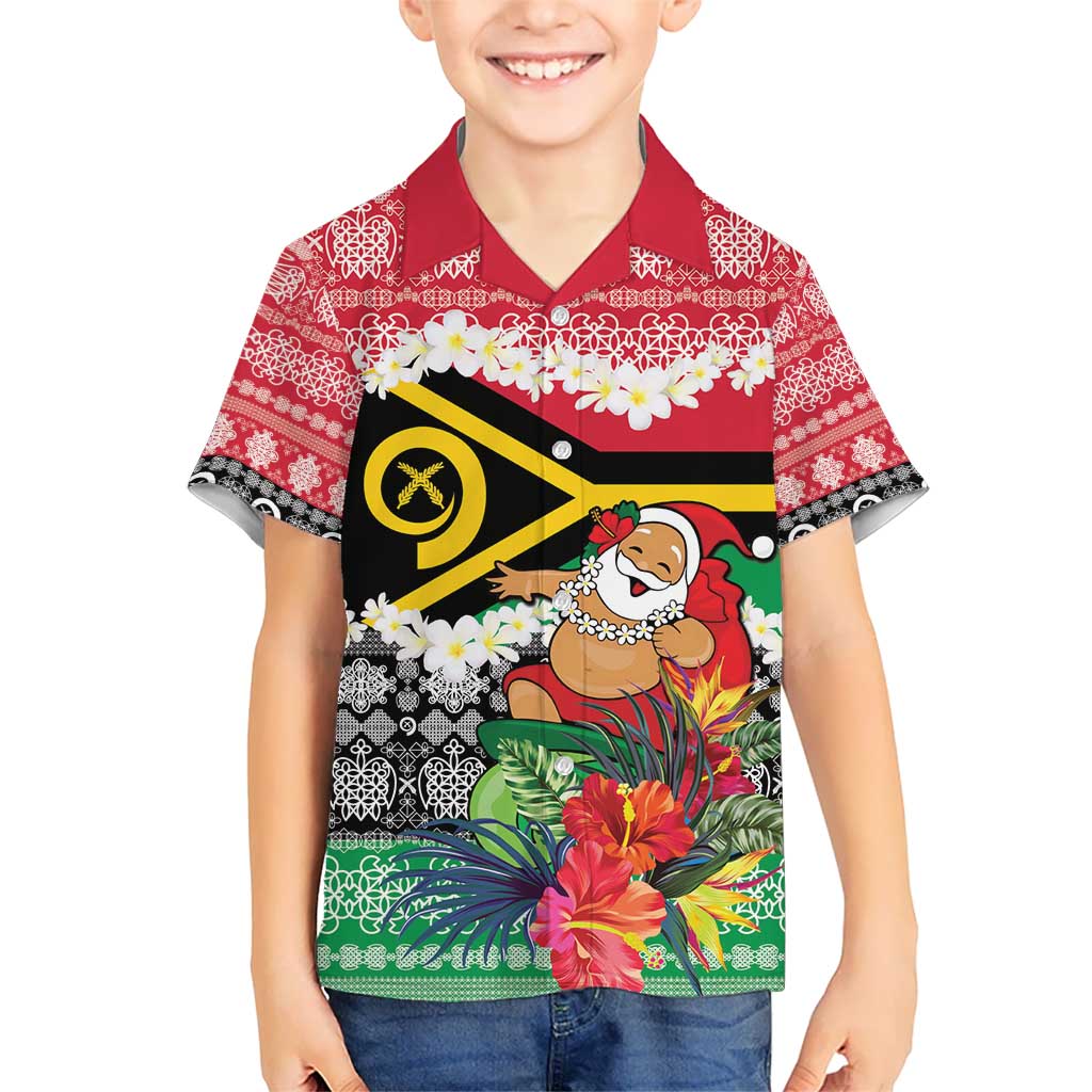 Personalised Vanuatu Joyeux Noel Kid Hawaiian Shirt Proud To Be a Ni-Van Sand Drawing Art - Polynesian Pride