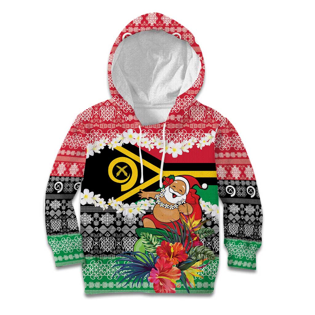 Personalised Vanuatu Joyeux Noel Kid Hoodie Proud To Be a Ni-Van Sand Drawing Art - Polynesian Pride