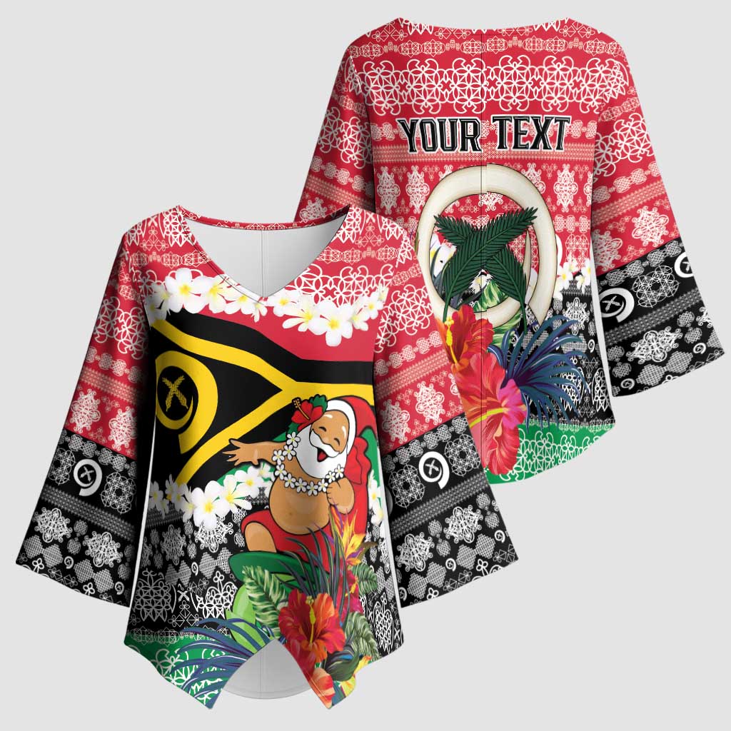 Personalised Vanuatu Joyeux Noel Kimono Sleeve Blouse Proud To Be a Ni-Van Sand Drawing Art - Polynesian Pride