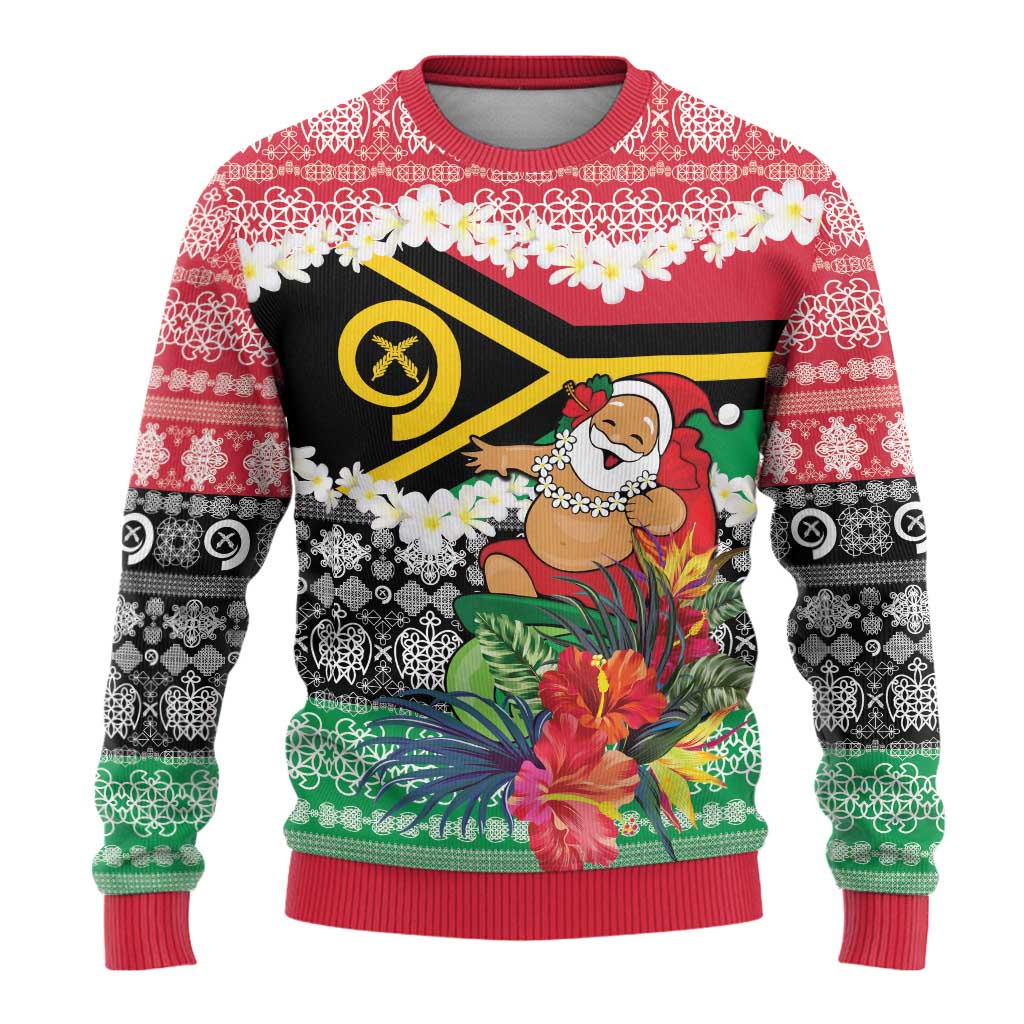 Personalised Vanuatu Joyeux Noel Ugly Christmas Sweater Proud To Be a Ni-Van Sand Drawing Art - Polynesian Pride