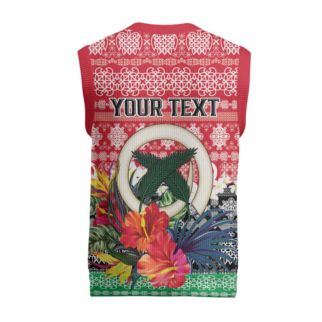 Personalised Vanuatu Joyeux Noel Christmas Knitted V-Neck Vest Proud To Be a Ni-Van Sand Drawing Art LT9 - Polynesian Pride