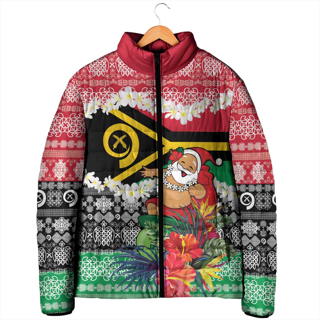 Personalised Vanuatu Joyeux Noel Padded Jacket Proud To Be a Ni-Van Sand Drawing Art - Polynesian Pride
