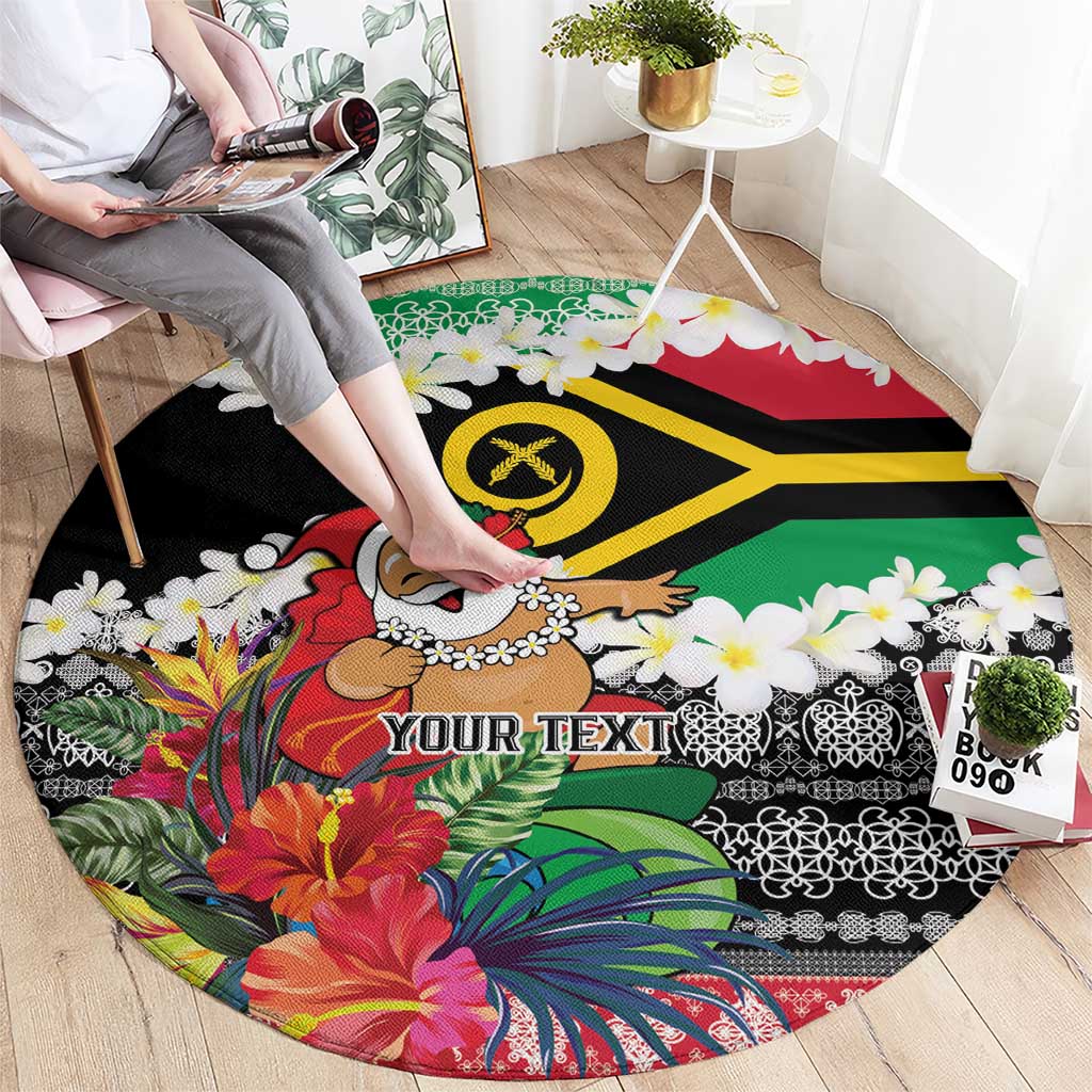 Personalised Vanuatu Joyeux Noel Round Carpet Proud To Be a Ni-Van Sand Drawing Art - Polynesian Pride