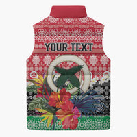 Personalised Vanuatu Joyeux Noel Sleeveless Puffer Jacket Proud To Be a Ni-Van Sand Drawing Art - Polynesian Pride