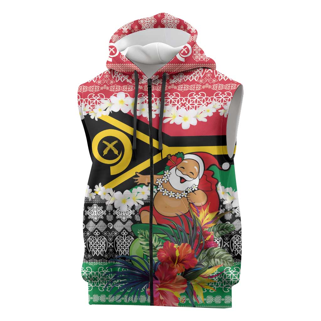 Personalised Vanuatu Joyeux Noel Sleeveless Zip Hoodie Proud To Be a Ni-Van Sand Drawing Art - Polynesian Pride