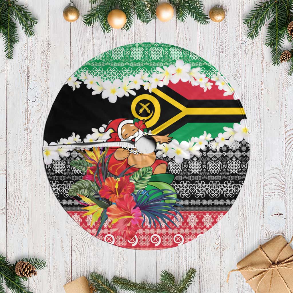Vanuatu Joyeux Noel Tree Skirt Proud To Be a Ni-Van Sand Drawing Art - Polynesian Pride