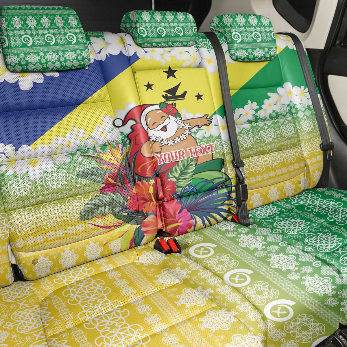 Personalised Malampa Joyeux Noel Back Car Seat Cover Proud To Be a Ni-Van Sand Drawing Art - Polynesian Pride