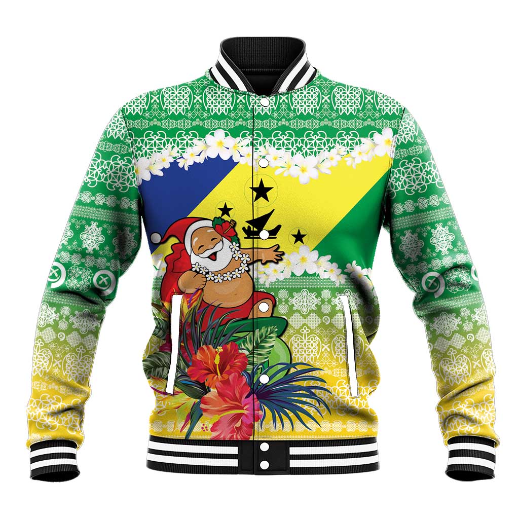 Personalised Malampa Joyeux Noel Baseball Jacket Proud To Be a Ni-Van Sand Drawing Art - Polynesian Pride