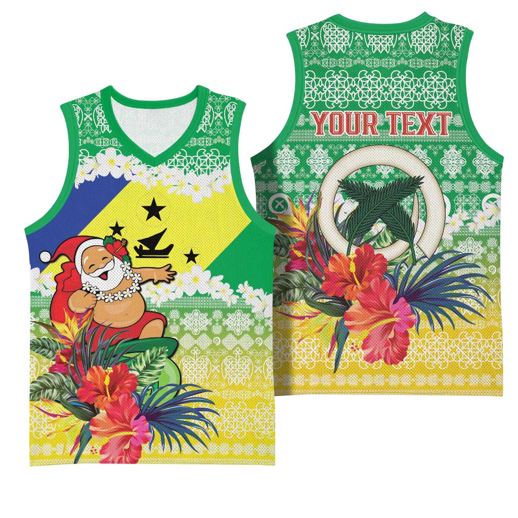 Personalised Malampa Joyeux Noel Basketball Jersey Proud To Be a Ni-Van Sand Drawing Art - Polynesian Pride