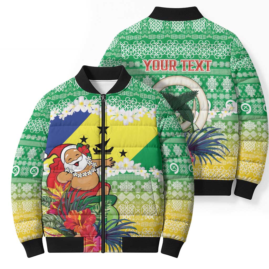 Personalised Malampa Joyeux Noel Bomber Puffer Jacket Proud To Be a Ni-Van Sand Drawing Art - Polynesian Pride