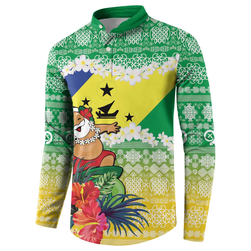 Personalised Malampa Joyeux Noel Button Sweatshirt Proud To Be a Ni-Van Sand Drawing Art - Polynesian Pride