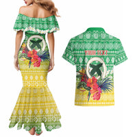 Personalised Malampa Joyeux Noel Couples Matching Mermaid Dress and Hawaiian Shirt Proud To Be a Ni-Van Sand Drawing Art - Polynesian Pride