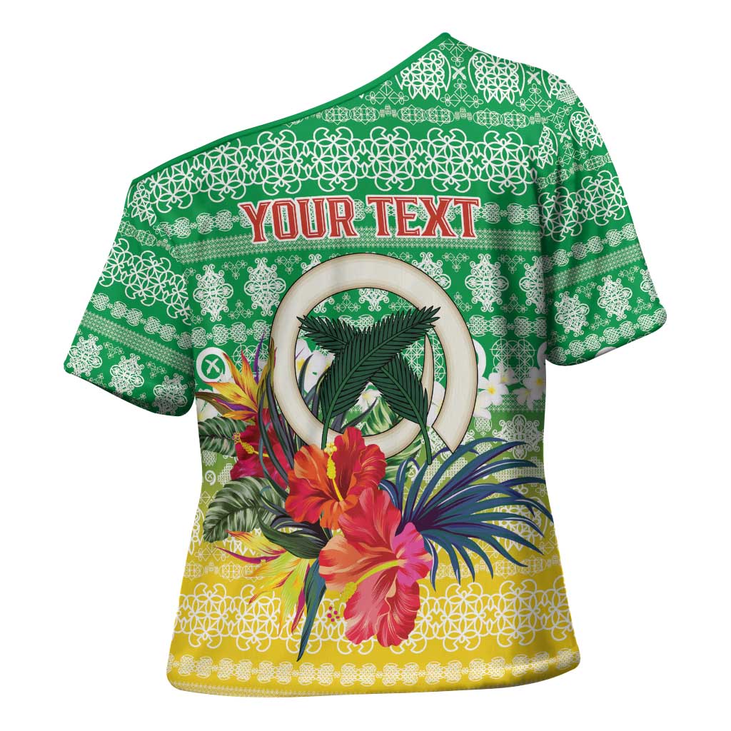 Personalised Malampa Joyeux Noel Cross Shoulder Shirt Proud To Be a Ni-Van Sand Drawing Art - Polynesian Pride