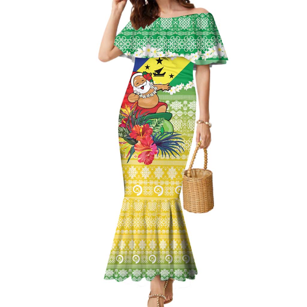 Personalised Malampa Joyeux Noel Family Matching Mermaid Dress and Hawaiian Shirt Proud To Be a Ni-Van Sand Drawing Art - Polynesian Pride