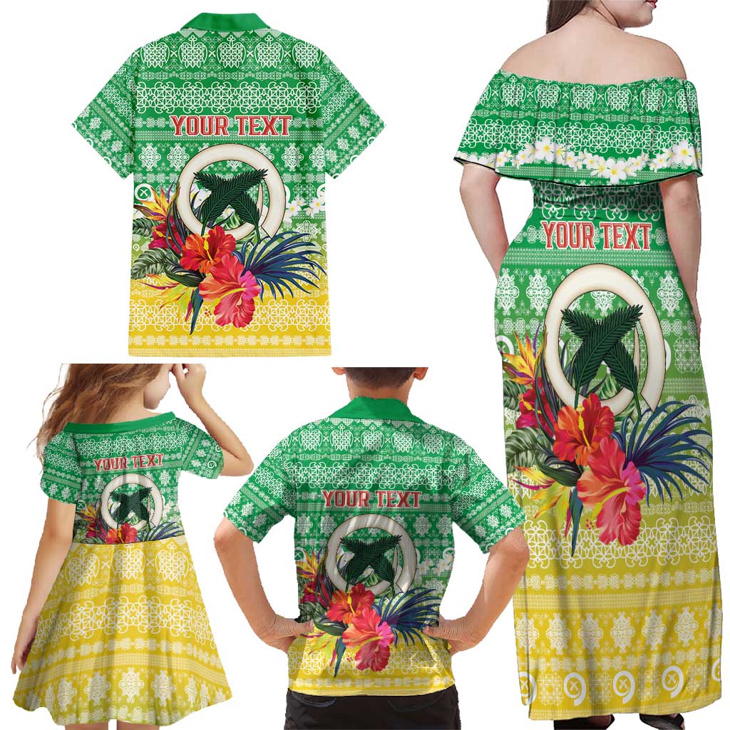 Personalised Malampa Joyeux Noel Family Matching Off Shoulder Maxi Dress and Hawaiian Shirt Proud To Be a Ni-Van Sand Drawing Art - Polynesian Pride