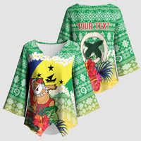 Personalised Malampa Joyeux Noel Kimono Sleeve Blouse Proud To Be a Ni-Van Sand Drawing Art - Polynesian Pride