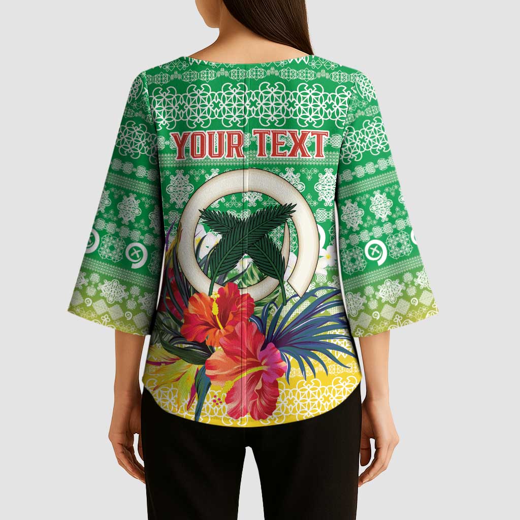 Personalised Malampa Joyeux Noel Kimono Sleeve Blouse Proud To Be a Ni-Van Sand Drawing Art - Polynesian Pride