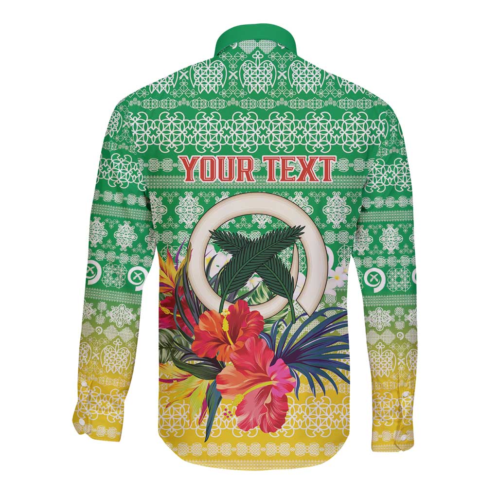 Personalised Malampa Joyeux Noel Long Sleeve Button Shirt Proud To Be a Ni-Van Sand Drawing Art - Polynesian Pride