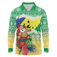 Personalised Malampa Joyeux Noel Long Sleeve Polo Shirt Proud To Be a Ni-Van Sand Drawing Art - Polynesian Pride