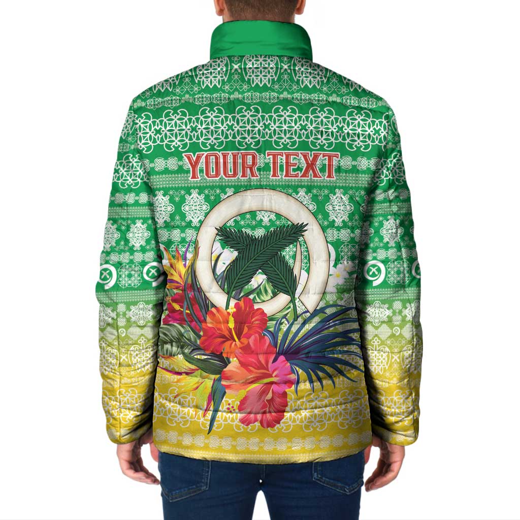 Personalised Malampa Joyeux Noel Padded Jacket Proud To Be a Ni-Van Sand Drawing Art - Polynesian Pride