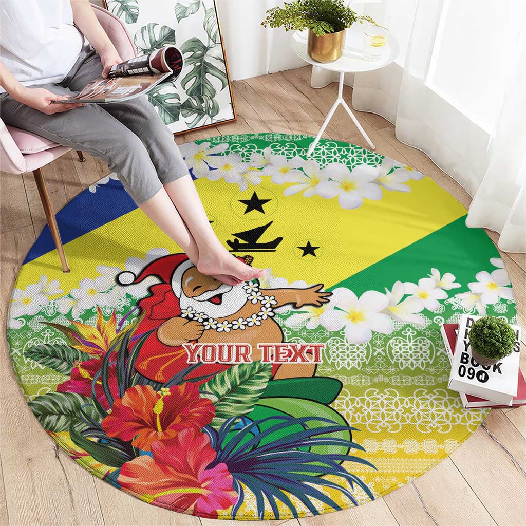 Personalised Malampa Joyeux Noel Round Carpet Proud To Be a Ni-Van Sand Drawing Art - Polynesian Pride