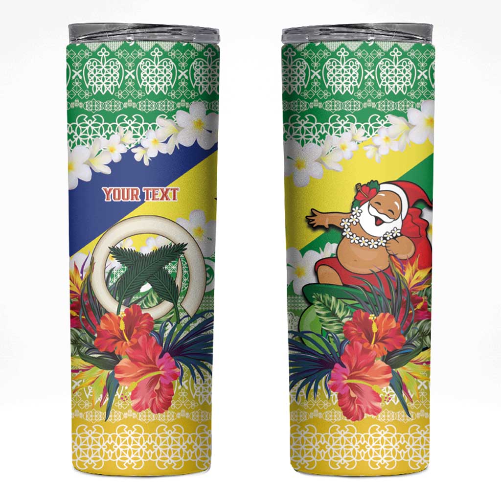Personalised Malampa Joyeux Noel Skinny Tumbler Proud To Be a Ni-Van Sand Drawing Art - Polynesian Pride