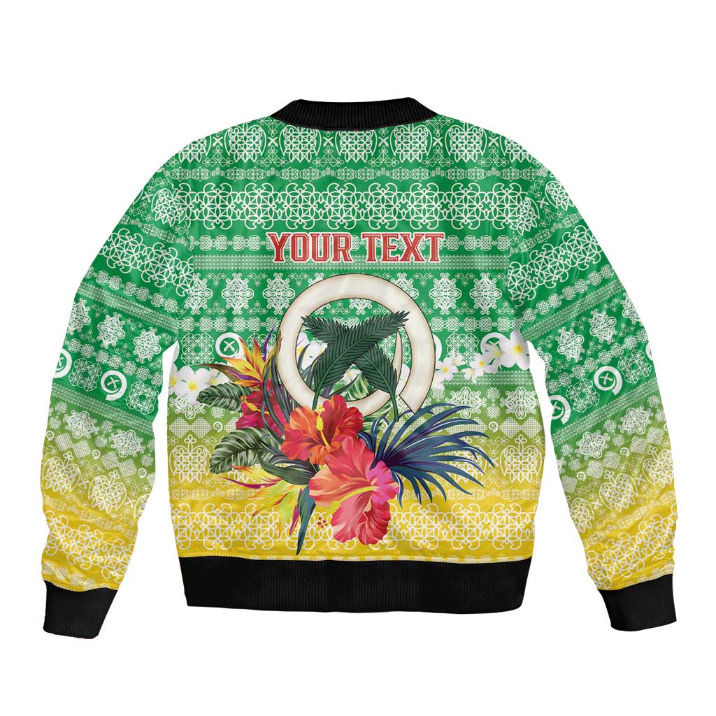 Personalised Malampa Joyeux Noel Sleeve Zip Bomber Jacket Proud To Be a Ni-Van Sand Drawing Art - Polynesian Pride