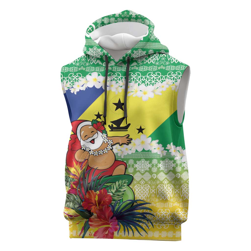 Personalised Malampa Joyeux Noel Sleeveless Hoodie Proud To Be a Ni-Van Sand Drawing Art - Polynesian Pride