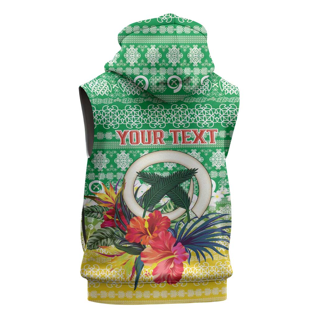 Personalised Malampa Joyeux Noel Sleeveless Hoodie Proud To Be a Ni-Van Sand Drawing Art - Polynesian Pride