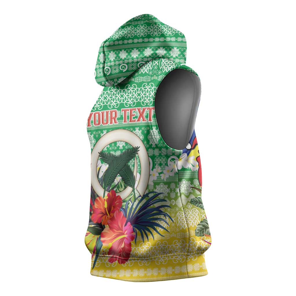 Personalised Malampa Joyeux Noel Sleeveless Hoodie Proud To Be a Ni-Van Sand Drawing Art - Polynesian Pride