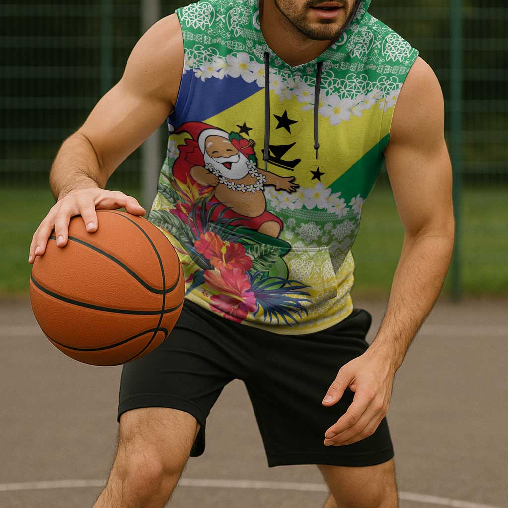 Personalised Malampa Joyeux Noel Sleeveless Hoodie Proud To Be a Ni-Van Sand Drawing Art - Polynesian Pride