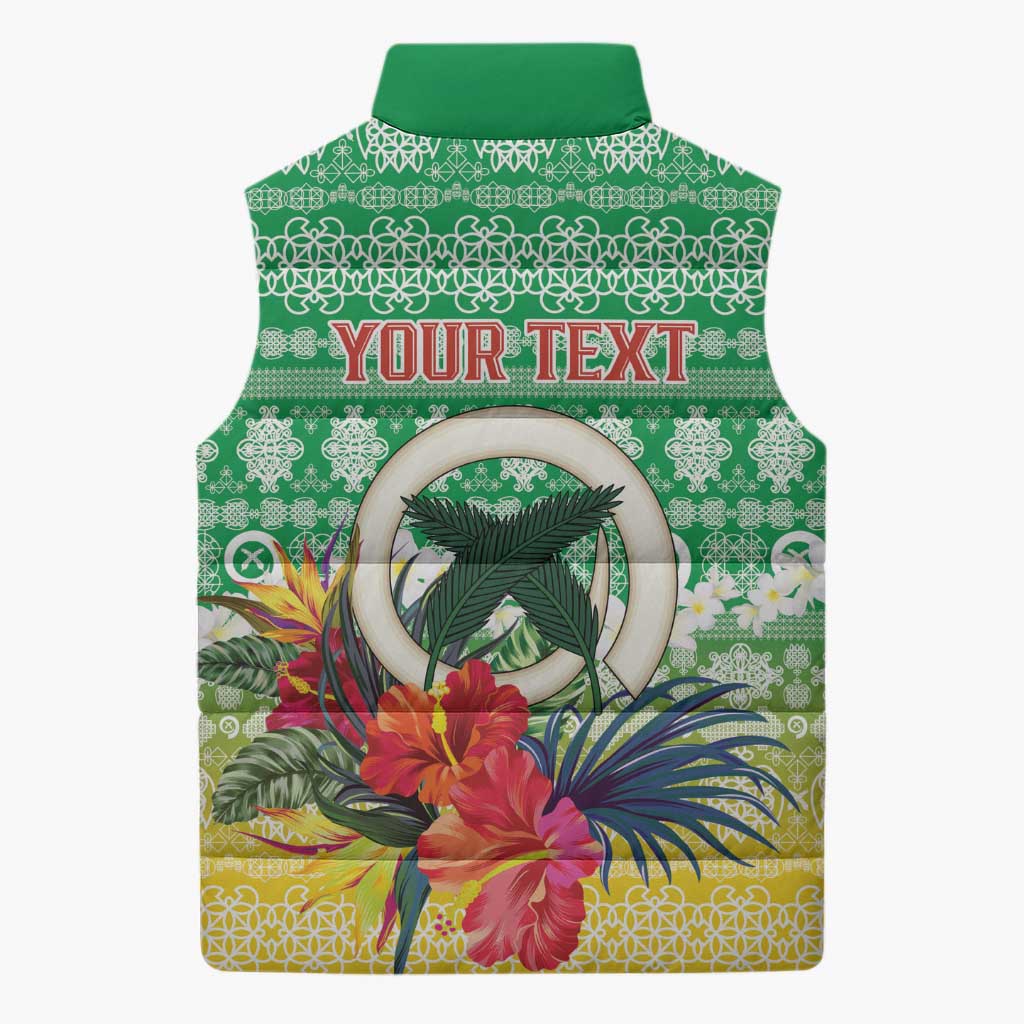 Personalised Malampa Joyeux Noel Sleeveless Puffer Jacket Proud To Be a Ni-Van Sand Drawing Art - Polynesian Pride