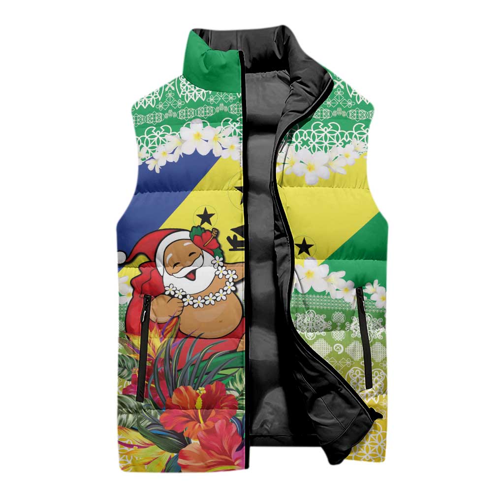 Personalised Malampa Joyeux Noel Sleeveless Puffer Jacket Proud To Be a Ni-Van Sand Drawing Art - Polynesian Pride