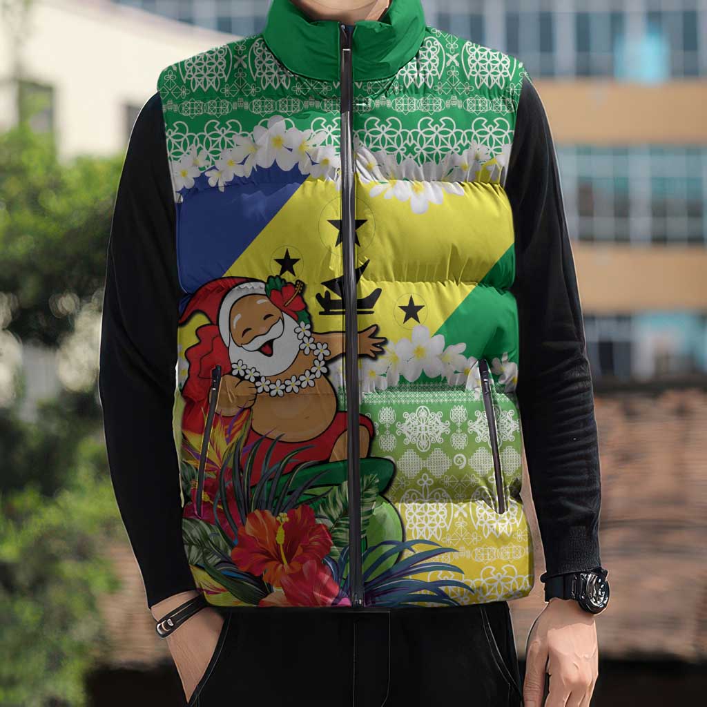 Personalised Malampa Joyeux Noel Sleeveless Puffer Jacket Proud To Be a Ni-Van Sand Drawing Art - Polynesian Pride