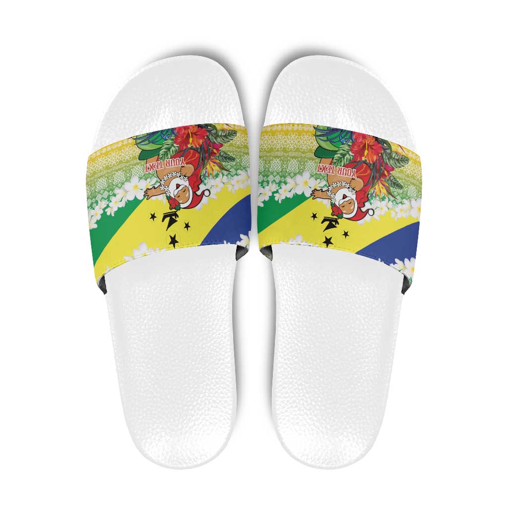 Personalised Malampa Joyeux Noel Slide Sandals Proud To Be a Ni-Van Sand Drawing Art - Polynesian Pride