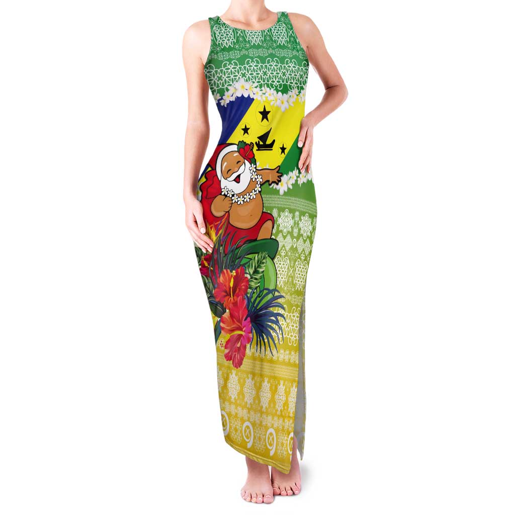 Personalised Malampa Joyeux Noel Tank Maxi Dress Proud To Be a Ni-Van Sand Drawing Art LT9 Women Lime - Polynesian Pride