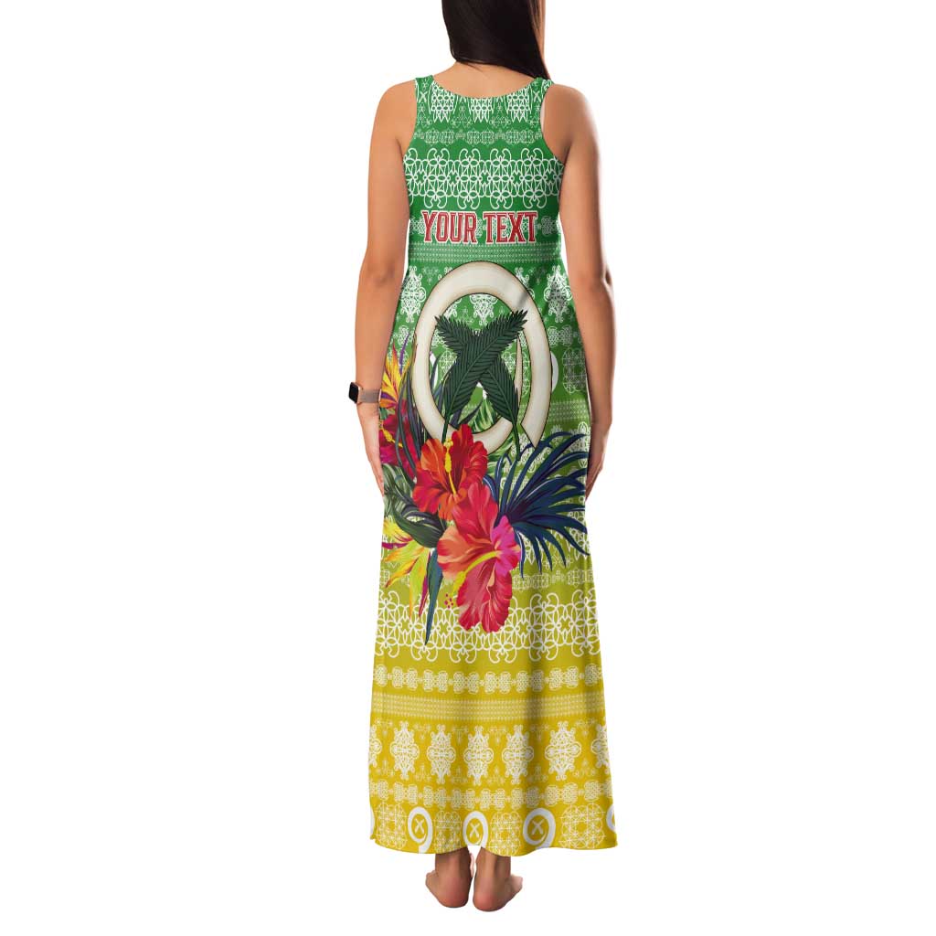 Personalised Malampa Joyeux Noel Tank Maxi Dress Proud To Be a Ni-Van Sand Drawing Art LT9 - Polynesian Pride