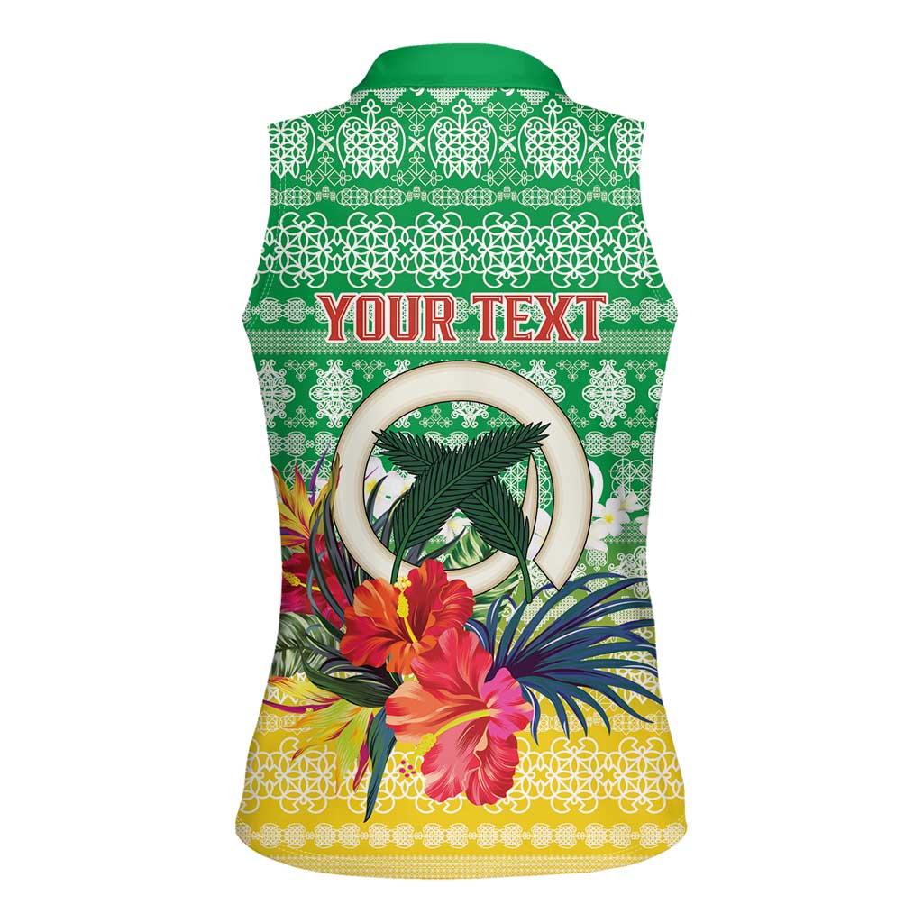 Personalised Malampa Joyeux Noel Women Sleeveless Polo Shirt Proud To Be a Ni-Van Sand Drawing Art - Polynesian Pride