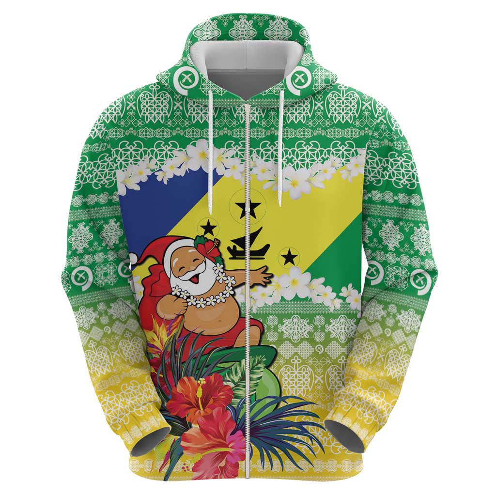 Personalised Malampa Joyeux Noel Zip Hoodie Proud To Be a Ni-Van Sand Drawing Art - Polynesian Pride