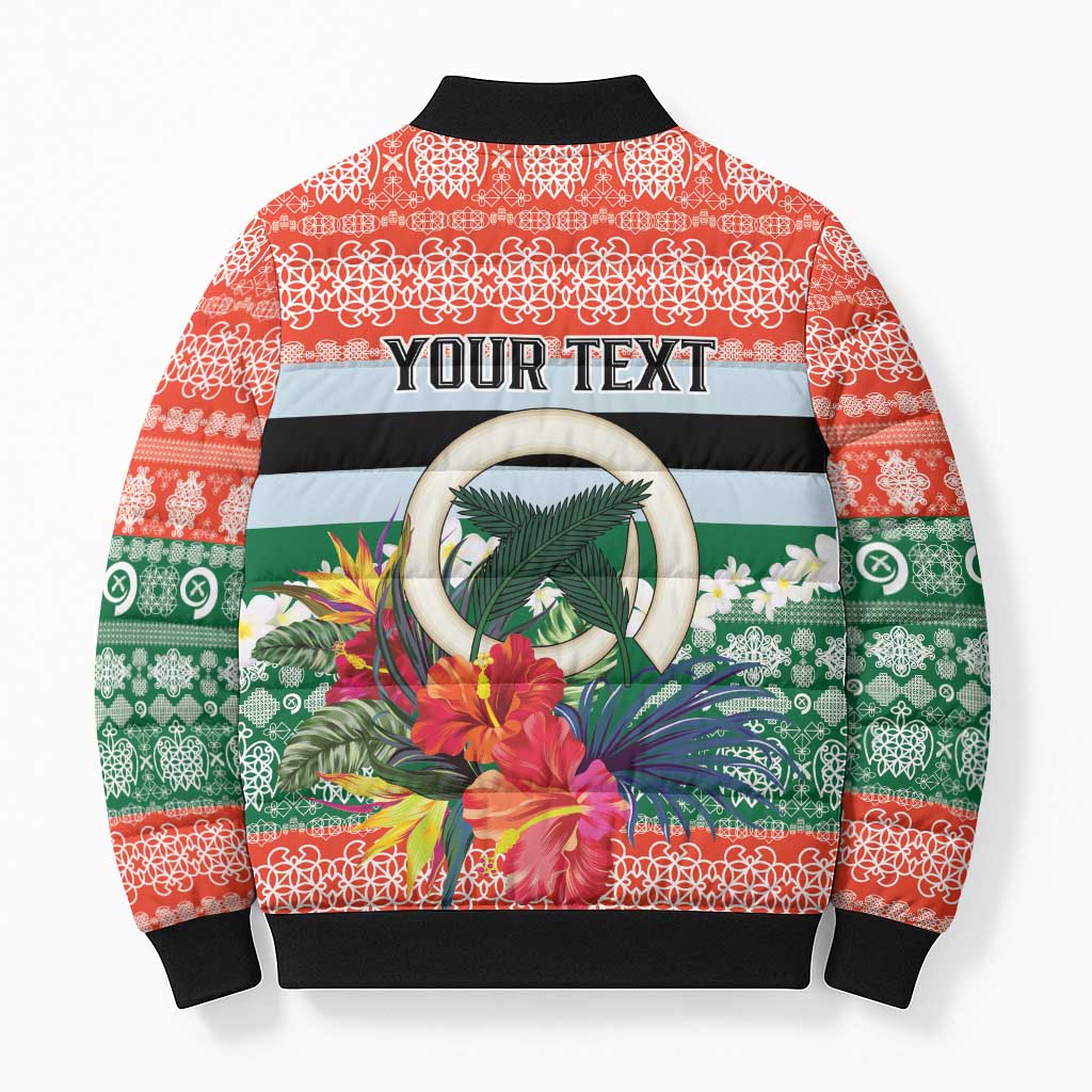 Personalised Penama Joyeux Noel Bomber Puffer Jacket Proud To Be a Ni-Van Sand Drawing Art - Polynesian Pride