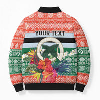 Personalised Penama Joyeux Noel Bomber Puffer Jacket Proud To Be a Ni-Van Sand Drawing Art - Polynesian Pride