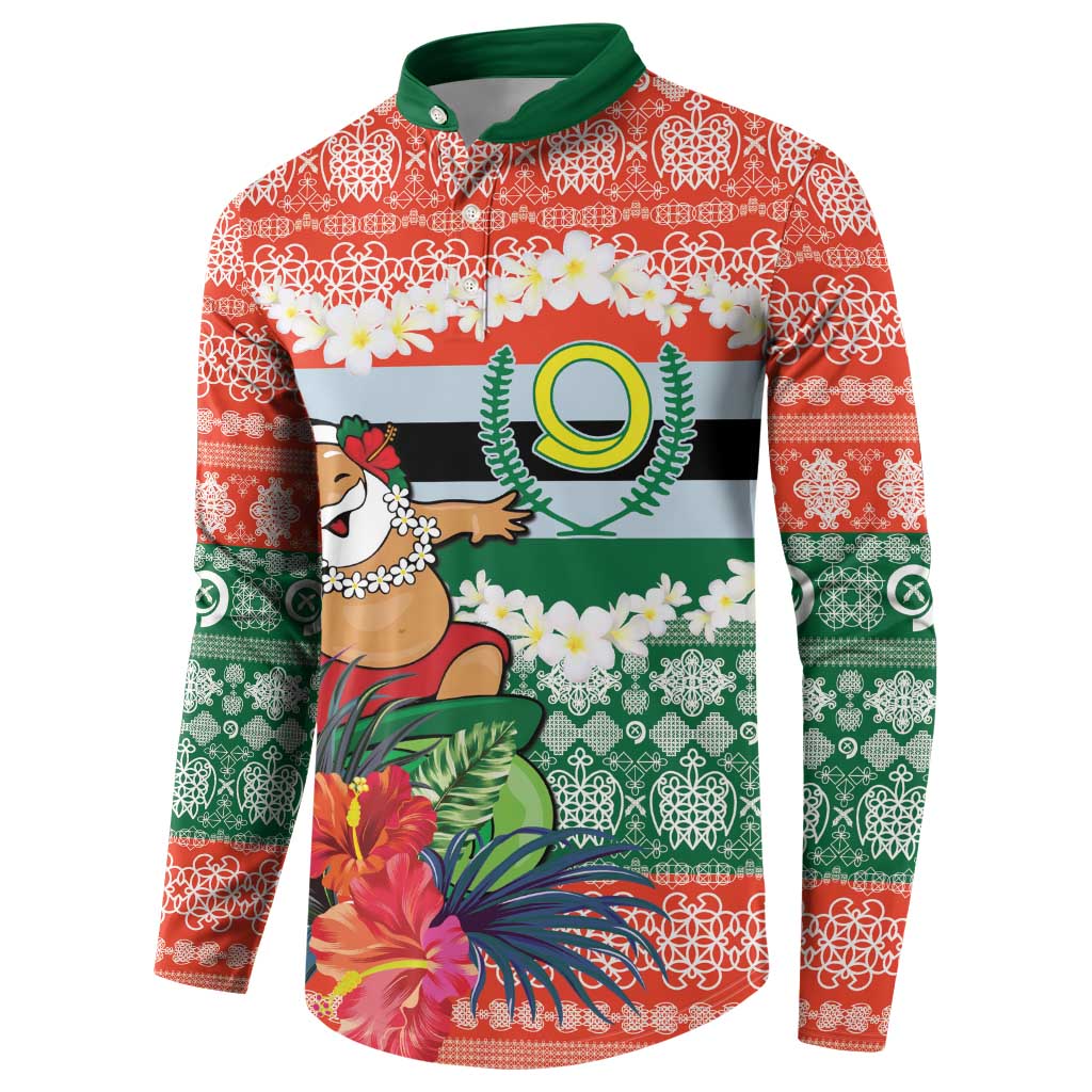 Personalised Penama Joyeux Noel Button Sweatshirt Proud To Be a Ni-Van Sand Drawing Art - Polynesian Pride