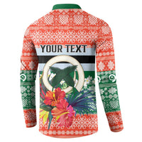 Personalised Penama Joyeux Noel Button Sweatshirt Proud To Be a Ni-Van Sand Drawing Art - Polynesian Pride