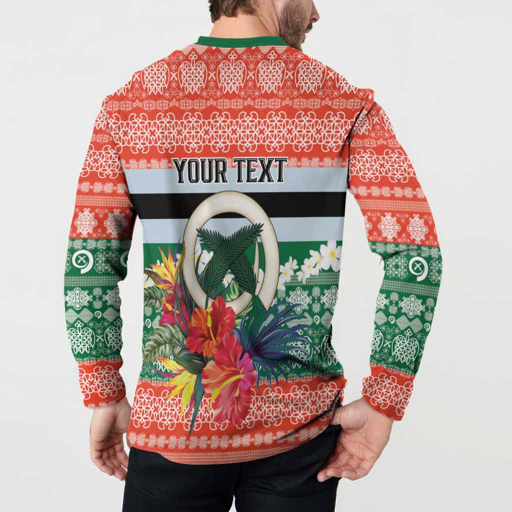 Personalised Penama Joyeux Noel Button Sweatshirt Proud To Be a Ni-Van Sand Drawing Art - Polynesian Pride