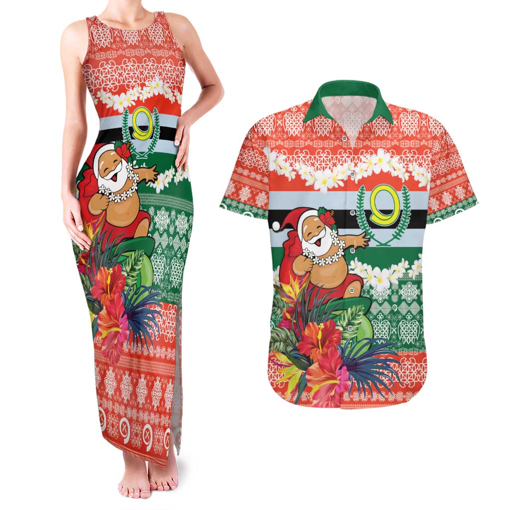 Personalised Penama Joyeux Noel Couples Matching Tank Maxi Dress and Hawaiian Shirt Proud To Be a Ni-Van Sand Drawing Art - Polynesian Pride