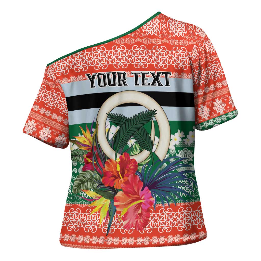 Personalised Penama Joyeux Noel Cross Shoulder Shirt Proud To Be a Ni-Van Sand Drawing Art - Polynesian Pride