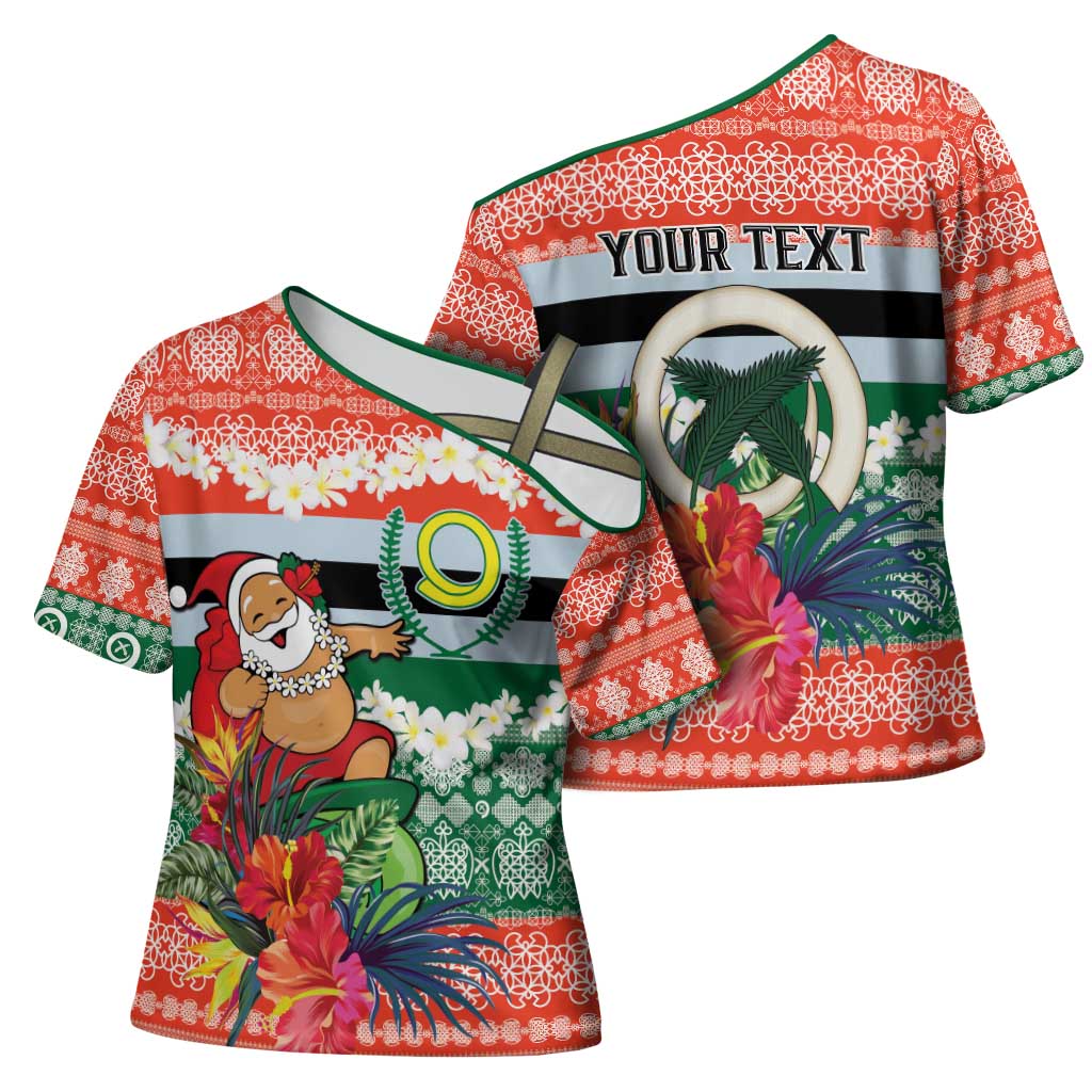 Personalised Penama Joyeux Noel Cross Shoulder Shirt Proud To Be a Ni-Van Sand Drawing Art - Polynesian Pride