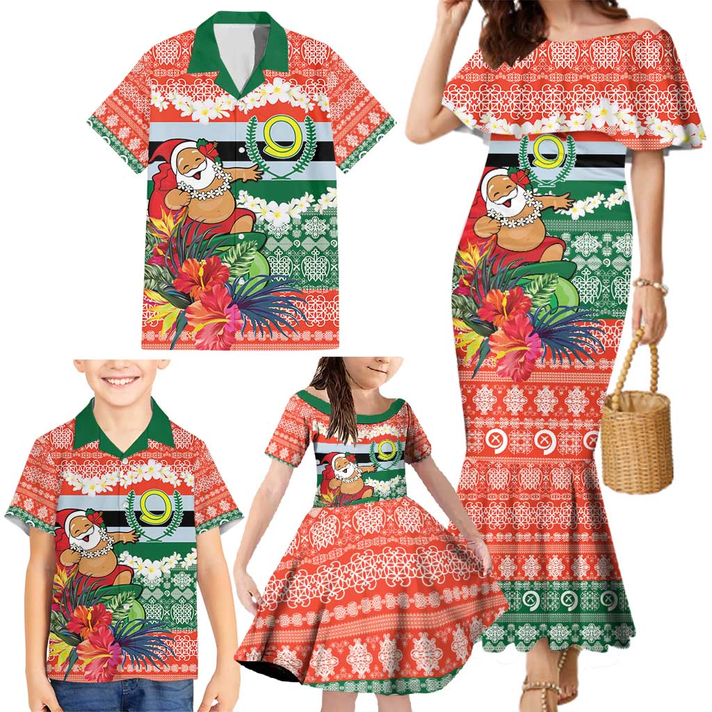 Personalised Penama Joyeux Noel Family Matching Mermaid Dress and Hawaiian Shirt Proud To Be a Ni-Van Sand Drawing Art - Polynesian Pride