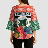 Personalised Penama Joyeux Noel Kimono Sleeve Blouse Proud To Be a Ni-Van Sand Drawing Art - Polynesian Pride