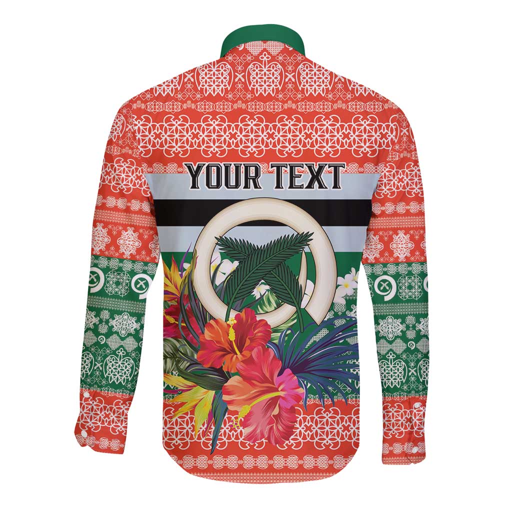 Personalised Penama Joyeux Noel Long Sleeve Button Shirt Proud To Be a Ni-Van Sand Drawing Art - Polynesian Pride